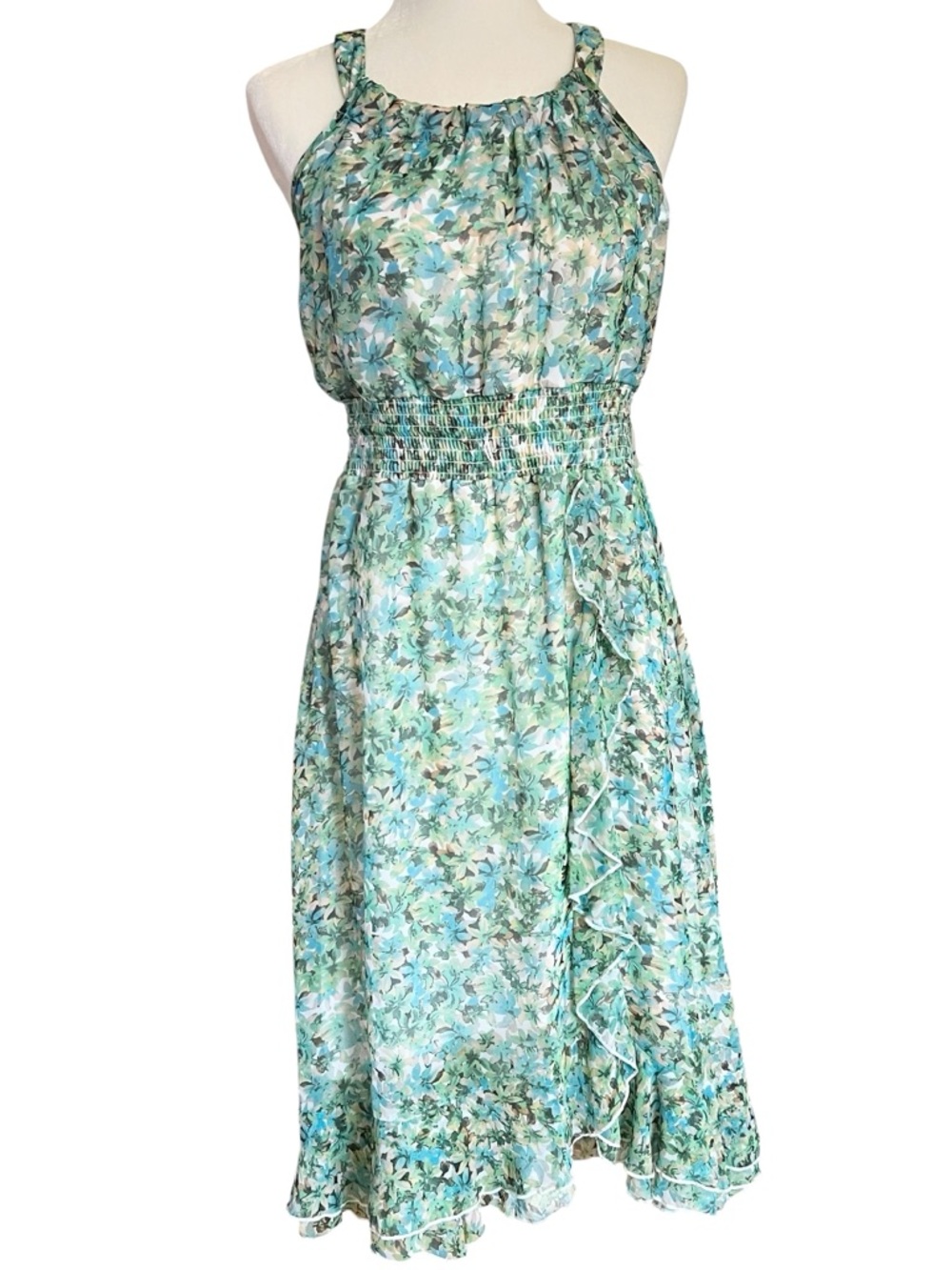 Cato Aqua Green Floral Midi Dress
